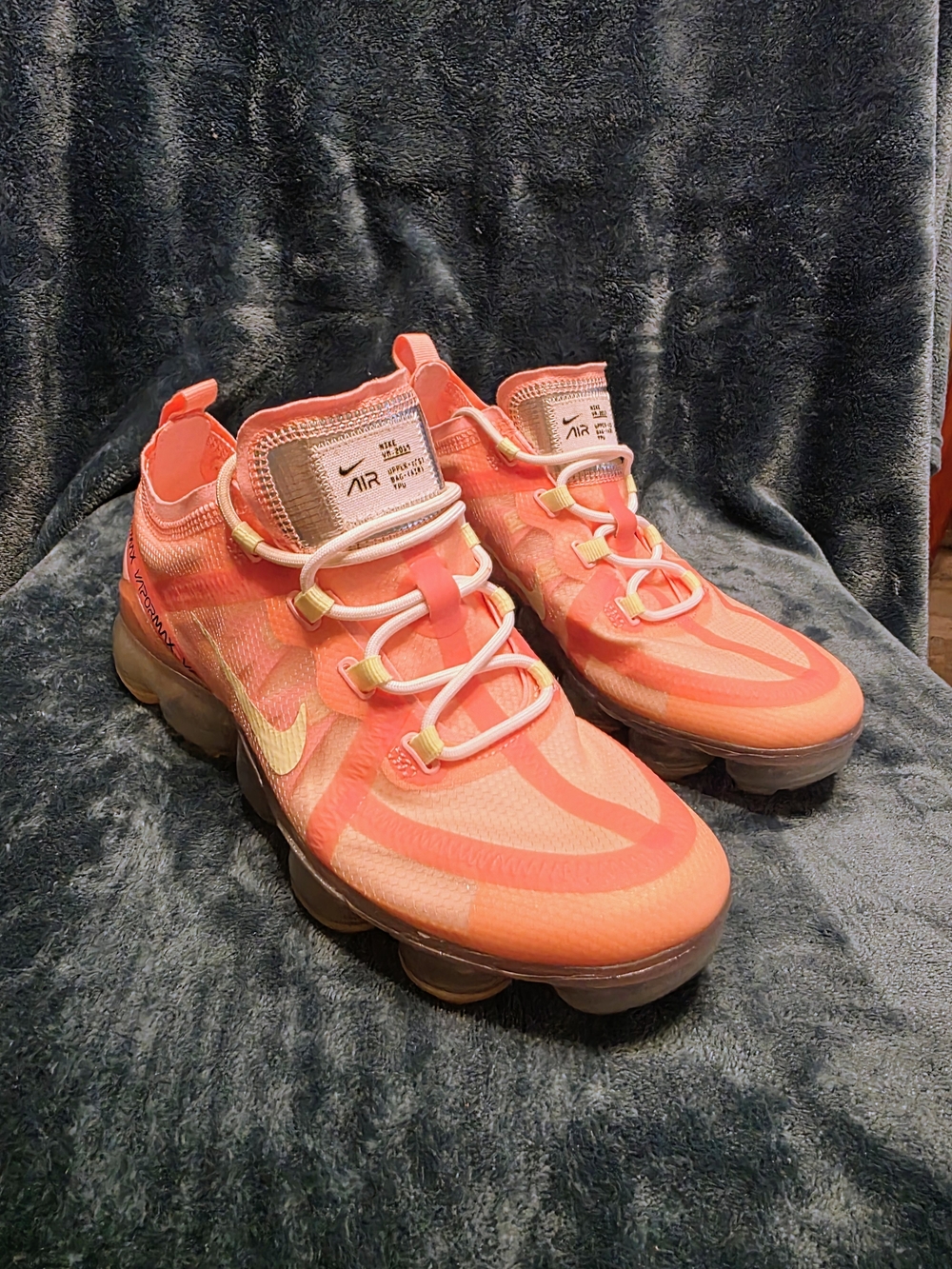 Nike Women’s VaporMax Sneakers in Coral and Yellow Accent